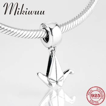 

925 Sterling Silver Fashion paper crane shape DIY fine Pendants Beads Jewelry making Fit Original Pandora Charm Bracelet