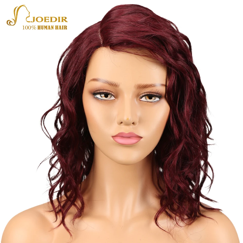 Бразильский Синтетические волосы на кружеве человеческих волос парики для черный Для женщин Реми естественная волна короткий боб парики