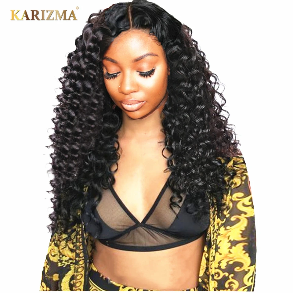 Karizma 13X4 Lace Front Human Hair Wigs Pre Plucked Brazilian Remy Water Wave Wig For Black Women Bleached Knots | Шиньоны и парики
