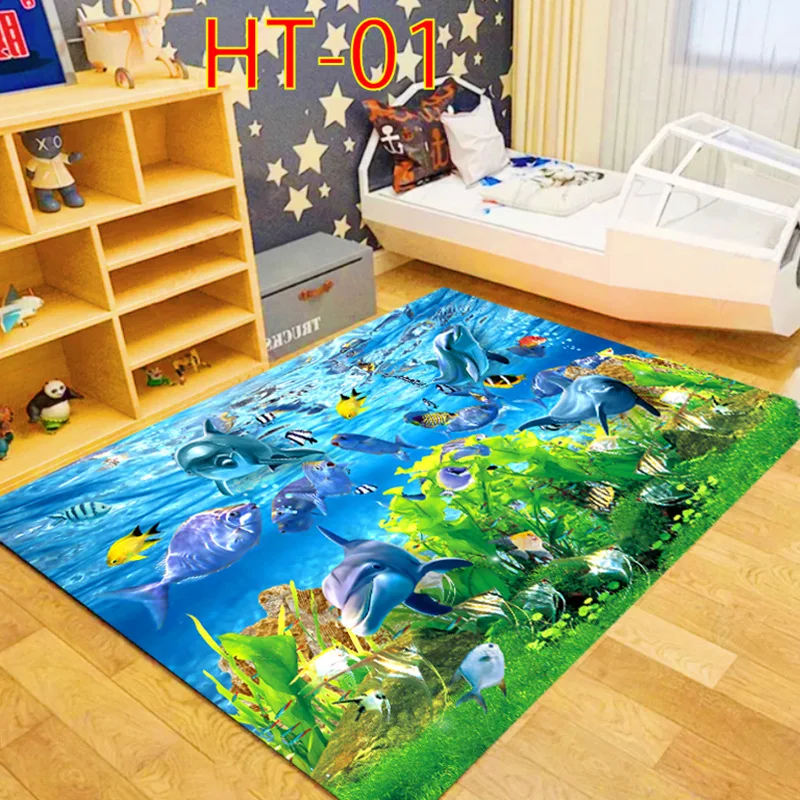 Blue Sea ocean Mediterranean Style 3D Carpets for Living Room Bedroom Area Rugs Coffee Table Sofa Bed Floor Mat Hallway Carpet