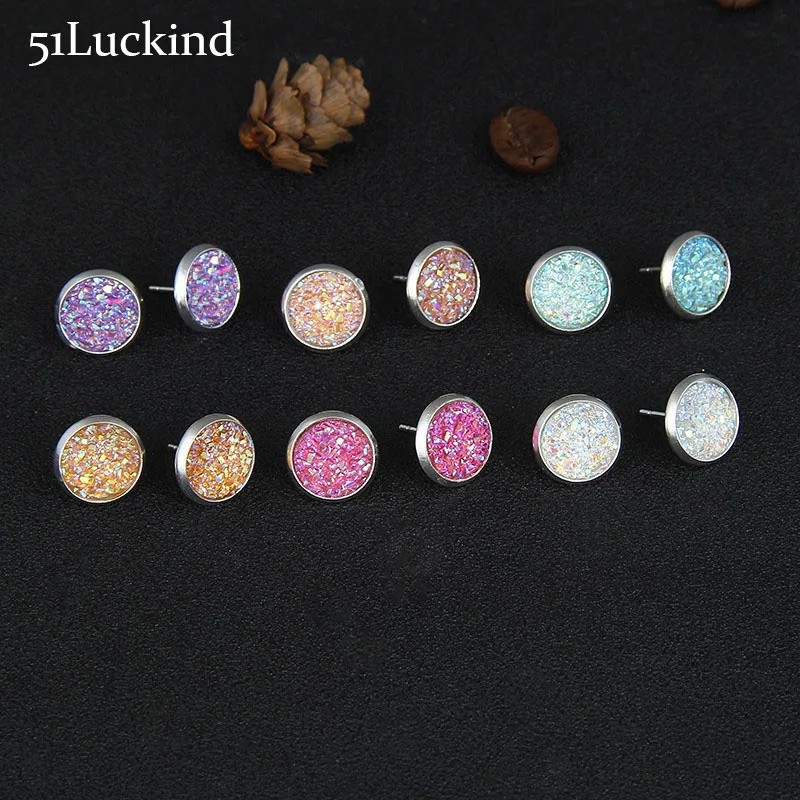 

6 Style/Set Round Studs Earrings Set Small Cute Pending Color Crystal Earring Sets For Women Ear Jewelry Bijoux Brincos Pusety