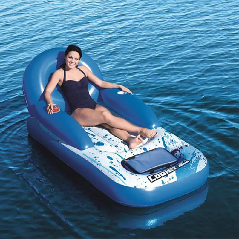 

Bestway Water Lazy Floating Lounge Blue Inflatable Cooler Pool Lounge Bed With Backrest Armchair Cupholders