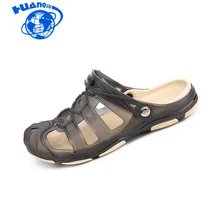 HUANQIU Для мужчин сандалии Лето Половина Тапочки модная мужская Повседневное Высокое качество мягкая пляжная обувь без каблука Axoid прозрачные сандалии ST272