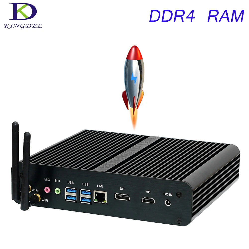 DDR4 Mini Desktop PC 4K HTPC Intel 7th Gen Kaby Lake Core i7 7500U Windows Fanless Mini PC Nettop 3.5GHz 16G RAM+512G SSD+1T HDD