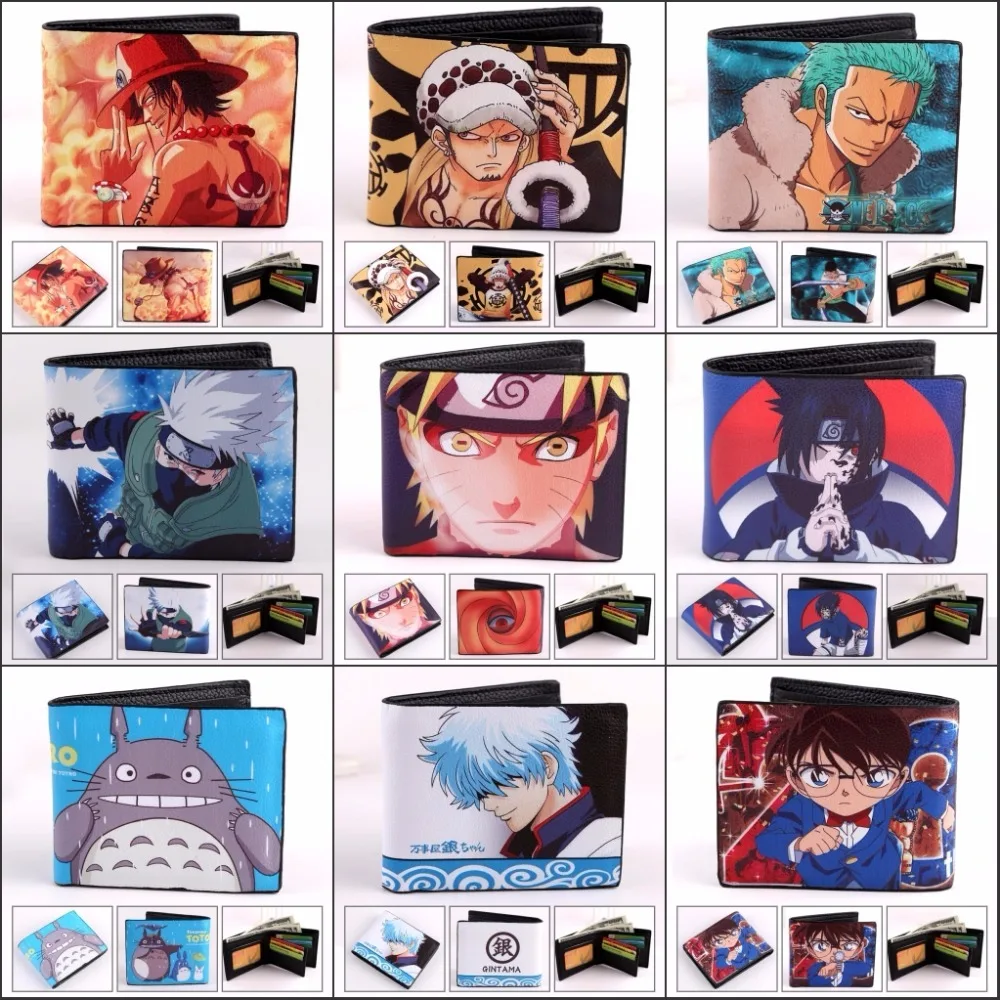 

Japan anime NARUTO ONE PIECE GINTAMA TOTORO Conan wallet Purse soft short billfold students purse 15 style