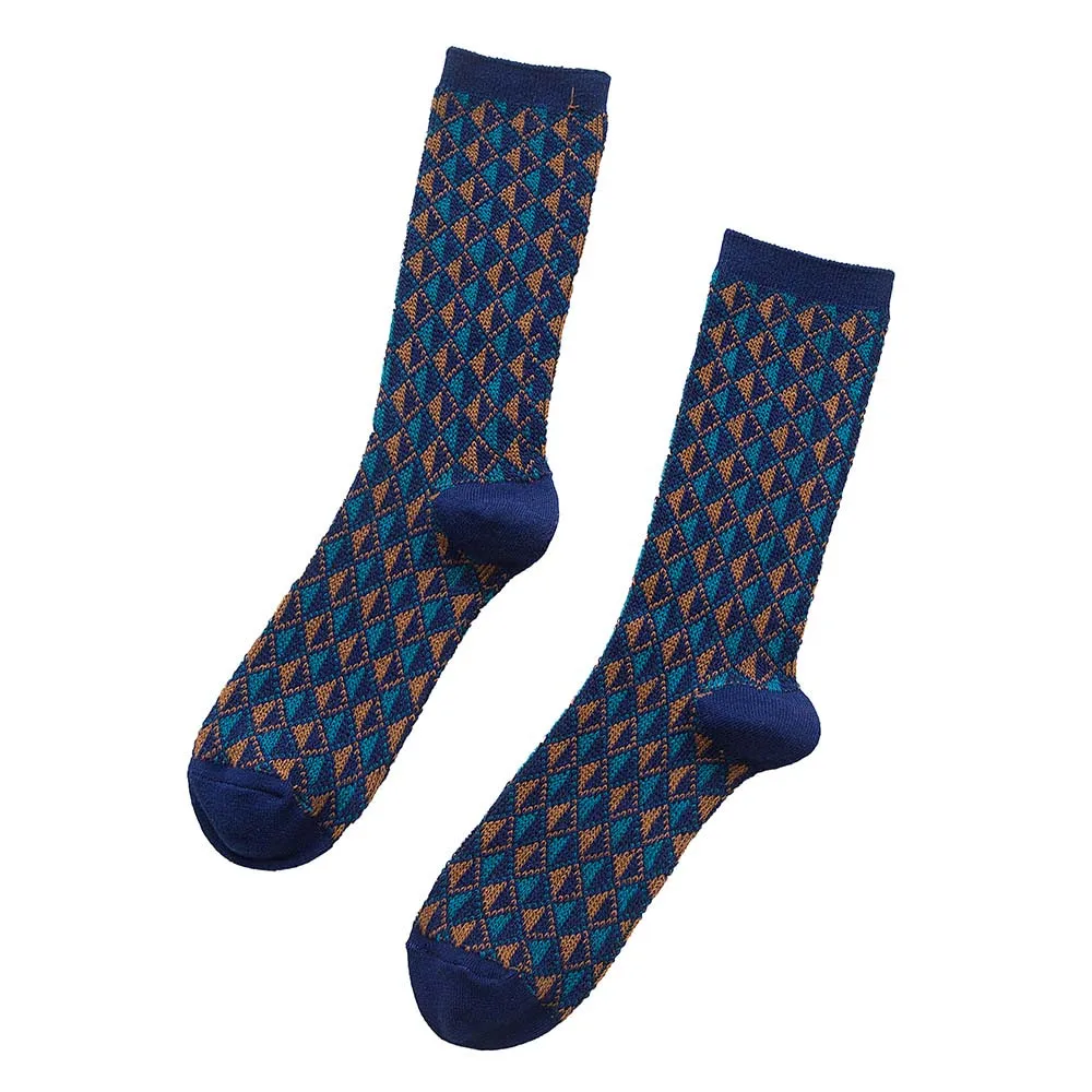 Мужские носки с ромбиками для мальчиков повседневные хлопковые спортивные носки с принтом Stocke Calze Popolari Da Uomo#45