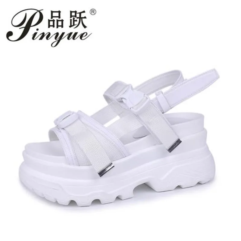 

Casual Solid Color Black White 2019 summer women sandals wedges women's shoes platform High Heels Student Girl Sandals 35--39