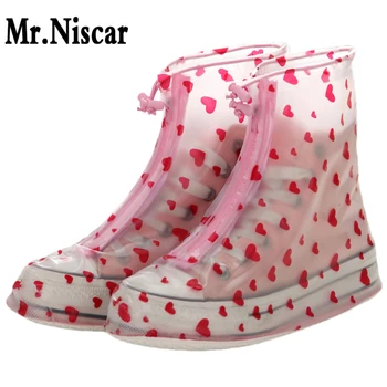 

Women Flat Waterproof Shoe Covers Thicken Wearable Rain Shoes Covers Outdoor Travel Shoescovers Red Heart