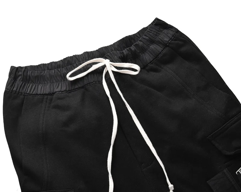 Черный значок Ro темно стиль Мужские боковые карманы карандаш брюки мужские хип-хоп Лоскутные карго рваные пот брюки джоггеры брюки