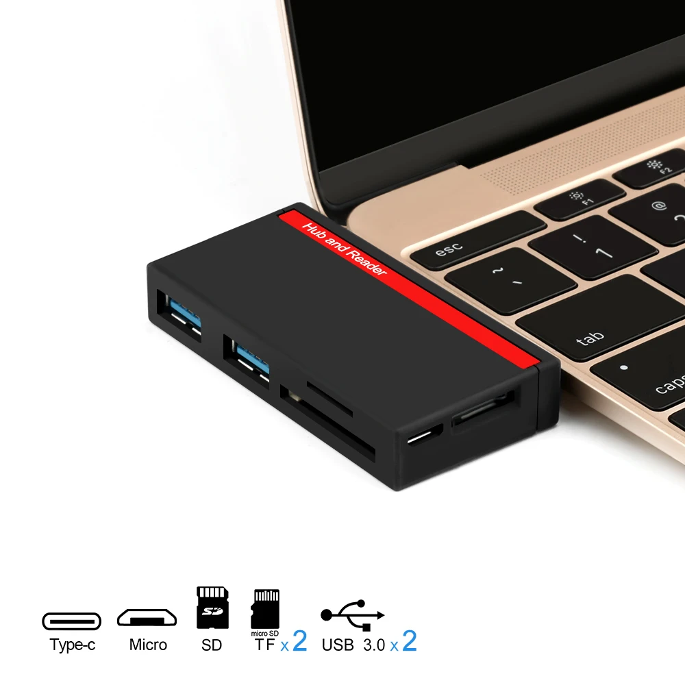 Rocketek type-c usb 3,0 2 порта концентратор otg Тип c устройство для чтения карт памяти Адаптер для SD/TF micro SD macbook/mac pro/mac air ПК компьютер