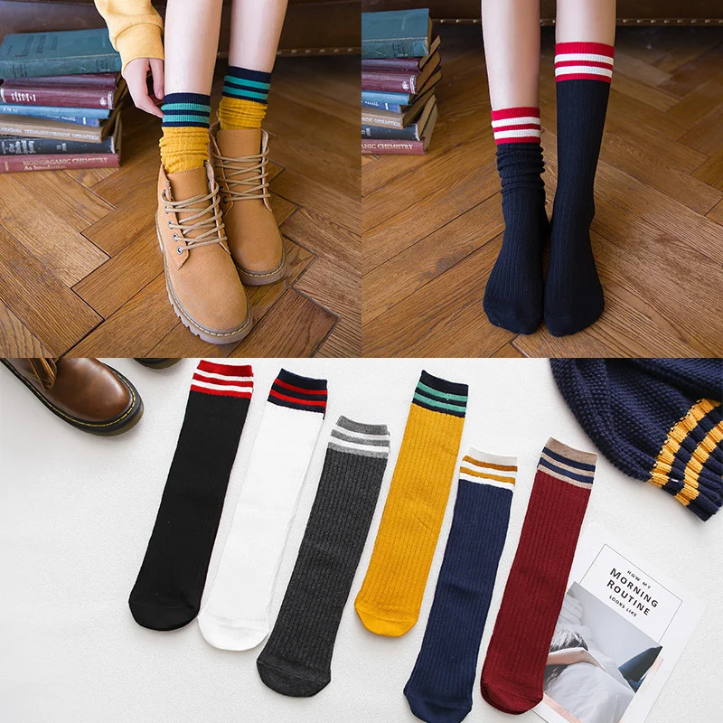 

Harajuku cotton stripe Socks Women Various Colors Female Cute Sock Designed School Students Females Korean Style Trendy Ladies