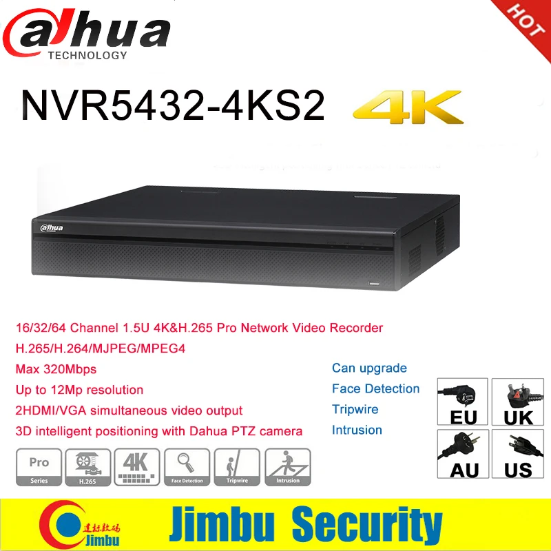 Dahua наблюдения видеомагнитофон NVR5432-4KS2 H.265 до 12Mp разрешение 32Ch 1.5U 3D интеллектуальные позиционирования Dahua PTZ