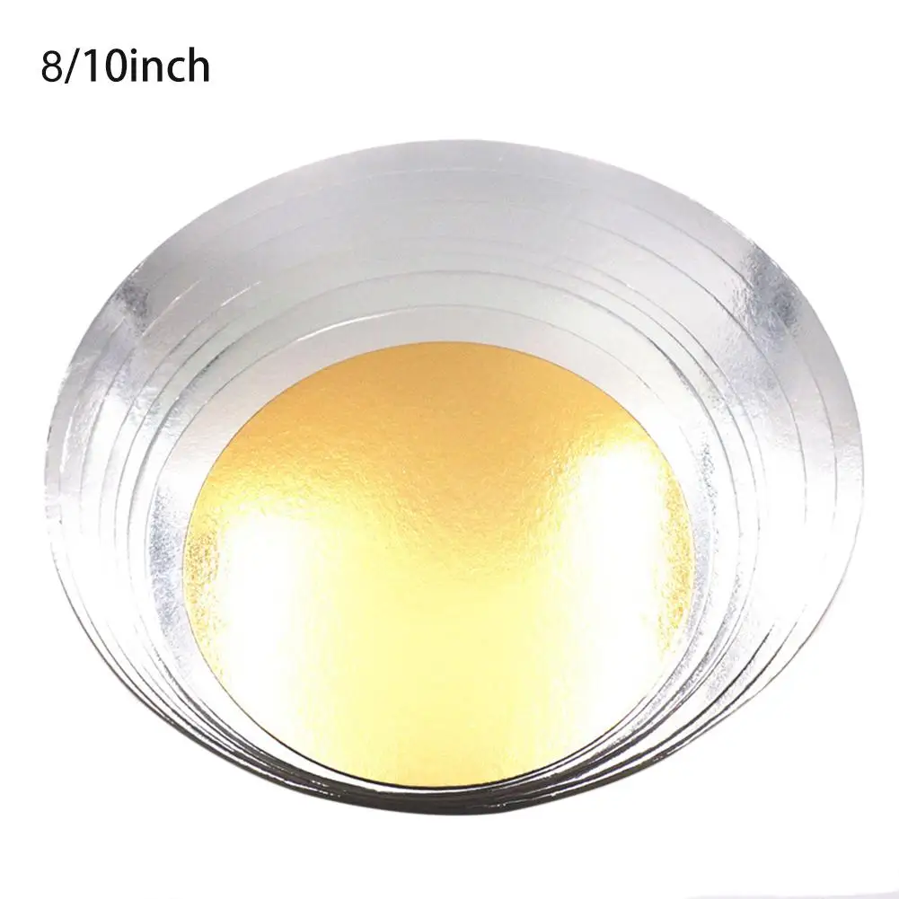 

New 5Pcs Gold Round Cake Board Circle Base 8/10 Inch Cupcakes Stand Paper Cases Liners Party Pastry Baking Mat Decorations 2019