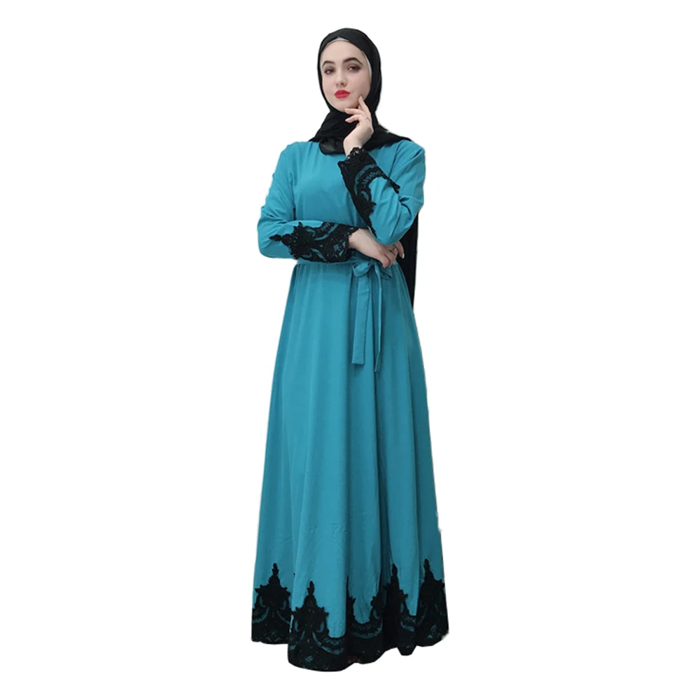 Мусульманская одежда для женщин Дубай абайя халат джеллаба Бангладеш кафтан марокаин абайя турецкий для женщин мусульманское платье распродажа ОАЭ - Цвет: Синий