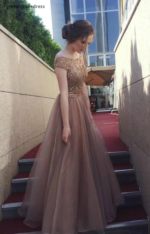 Elegant Beading Puffy Prom Dresses Scoop Neckline Cap Sleeves A Line Evening Gowns Floor Length V Cut Backless Bridesmaid Dress BC0392  139 (3)