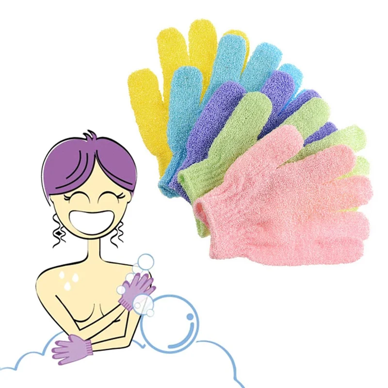 1 PC Five Fingers Body Scrub Gloves Bath Exfoliating Glove Bath Shower