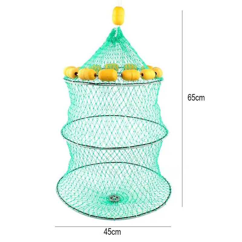 Портативная рыболовная сеть, 3 слоя, складная нейлоновая сетка, рыболовная сеть, литые сети, креветки, ловушка, клетка, морские рыболовные аксессуары