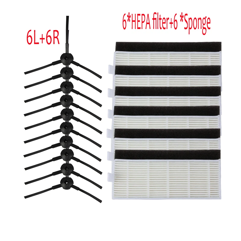 24pcsset Brush & Filters for ILIFE A4 Cleaning Robot Replacement for chuwi ilife A4 Robot Vacuum Cleaner hepa filter (2)