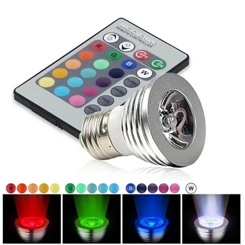 

E14 E27 RGB LED Bulb 3W 16 Color Changeable Lamp LED Spotlight+24Keys IR Remote Control AC85-265V Holiday Lighting magic light