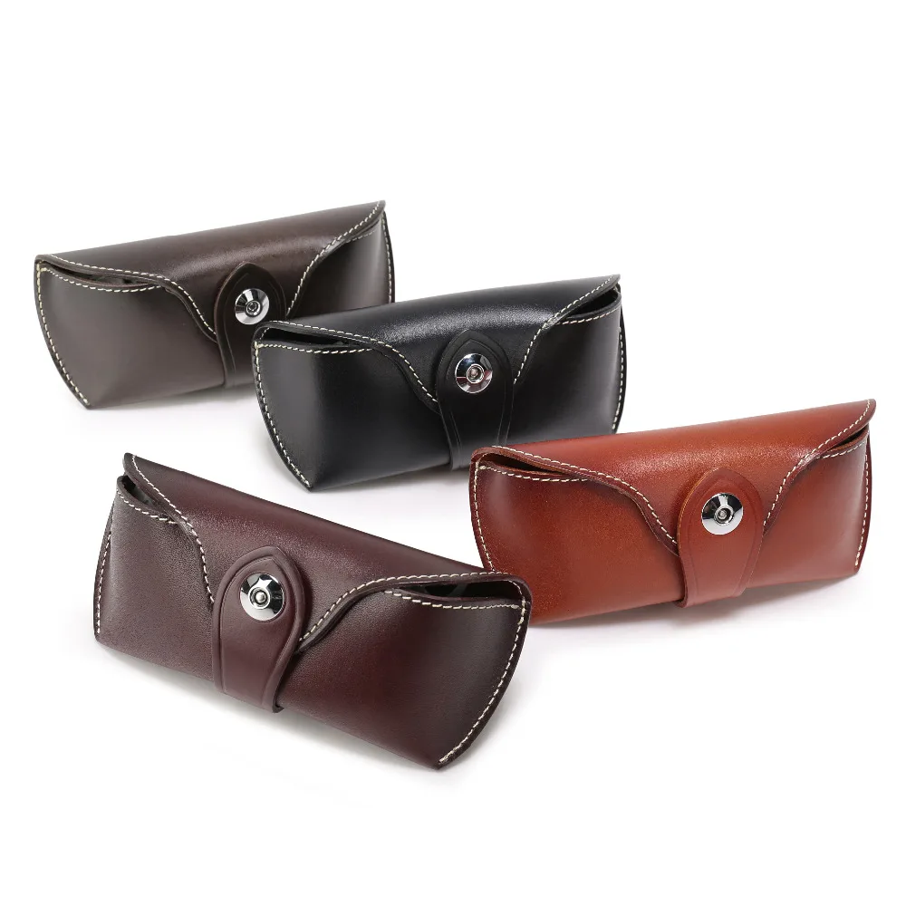 Women Men Genuine Leather Handmade Eyeglass Case Full Grain Vegetable