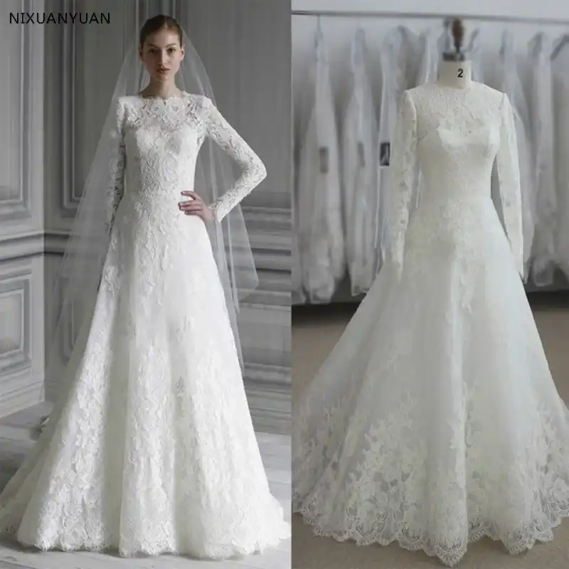 Elegan Lengan Panjang Gaun Pengantin Muslim Dress 2020 Putih Sederhana Vintage Renda Gaun Pengantin Tinggi Leher Vestido De Noiva Putri Vestido De Noiva Princesa Noiva Princesalengan Pernikahan Aliexpress