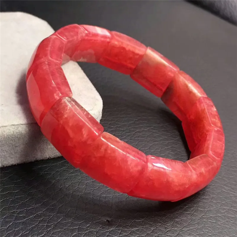 

Fshion 100% Natural Rhodochrosite Bangle Size 14x13mm Rose Red Gemstone Round Beads One Bracelet Healing Bangles AAAAA