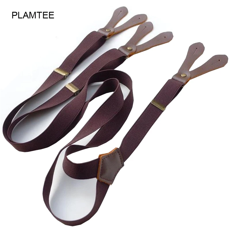 Мужские женские подтяжки с пуговицами однотонные 2017 весенние брюки эластичные