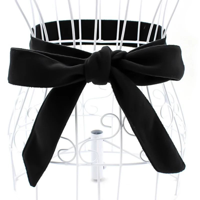 

195*4.5cm Velvet Belts For Women Solid Self Tie Bow Red Black Winter Ladies Waist Belt Strap Female Waistband Coat Accessories