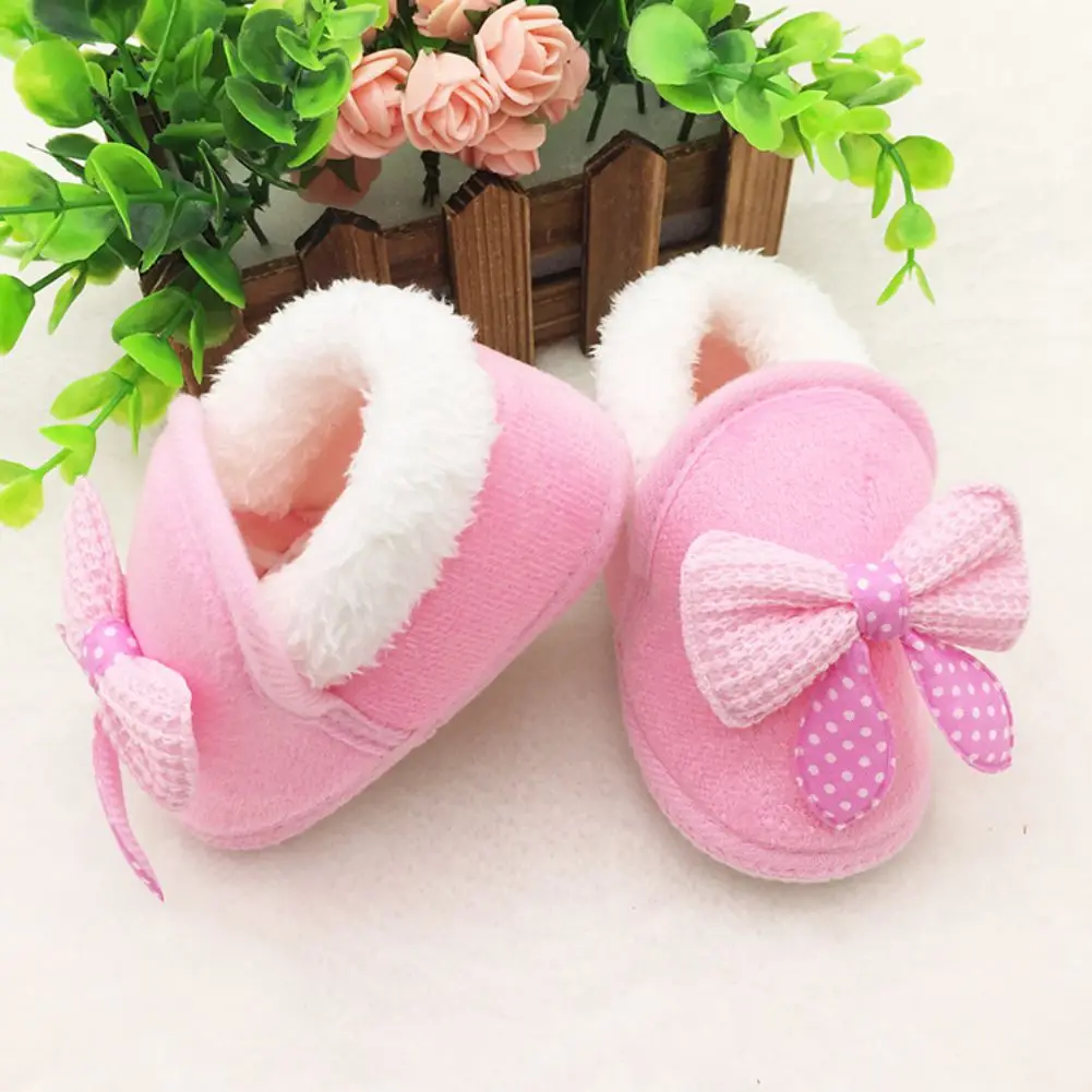 Новинка; теплая зимняя обувь с бантом для новорожденных девочек; детские ботинки для новорожденных