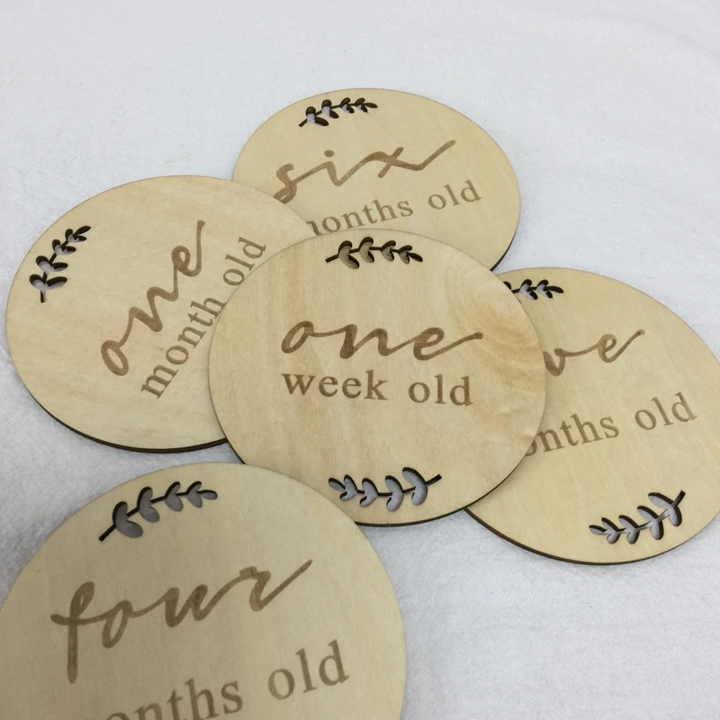   Engraved wooden monthly milestone plaques set of 15 pcs (3)