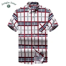 Новое поступление, рубашки с коротким рукавом, высококачественные летние хлопковые рубашки с коротким рукавом, мужские повседневные рубашки, рубашки в клетку с принтом