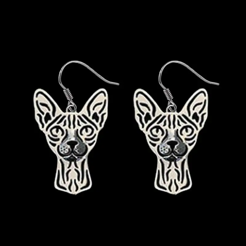 

2019 Women's Sphynx Cat Earrings Jewelry Metal Pet Earrings