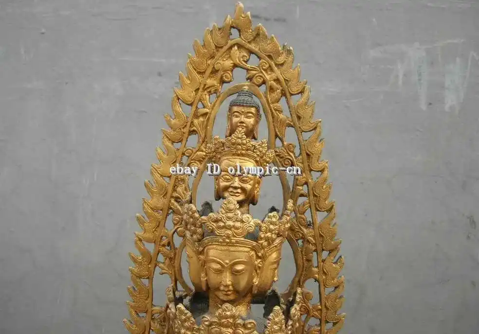 

28" China bronze Gild Buddhism 1000 hand Sit Kwan-yin buddha Sculpture Statue