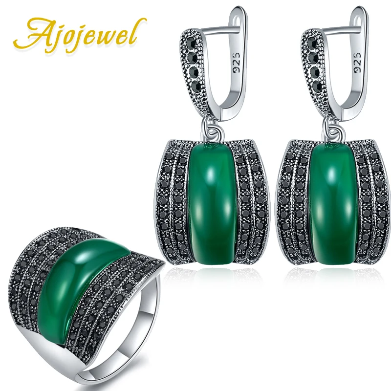 Ajojewel классический темно зеленый/светильник зеленый/красный/серьги с черным