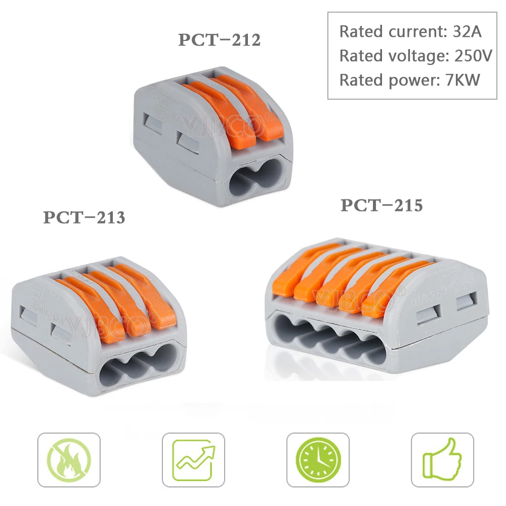 1-10pcs Wago connector PCT-212 /213 /215 Universal Compact Wire 2pin/3pin/5pin Connector Conductor Terminal Block wago connector 50pcs pct 212 213 215 20pcs 2p 20pcs 3p 10pcs 5p universal compact wire connector conductor terminal block