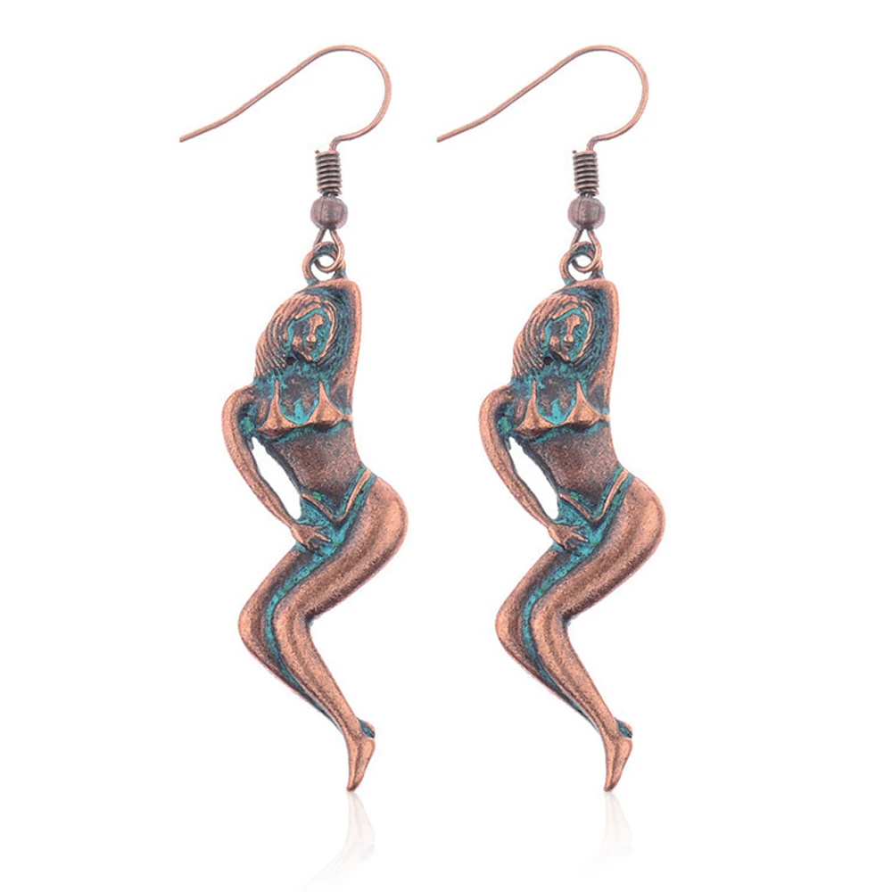 2018 Sexy Bikini Girl Pendant Dangle Earrings For Women Retro Bronze