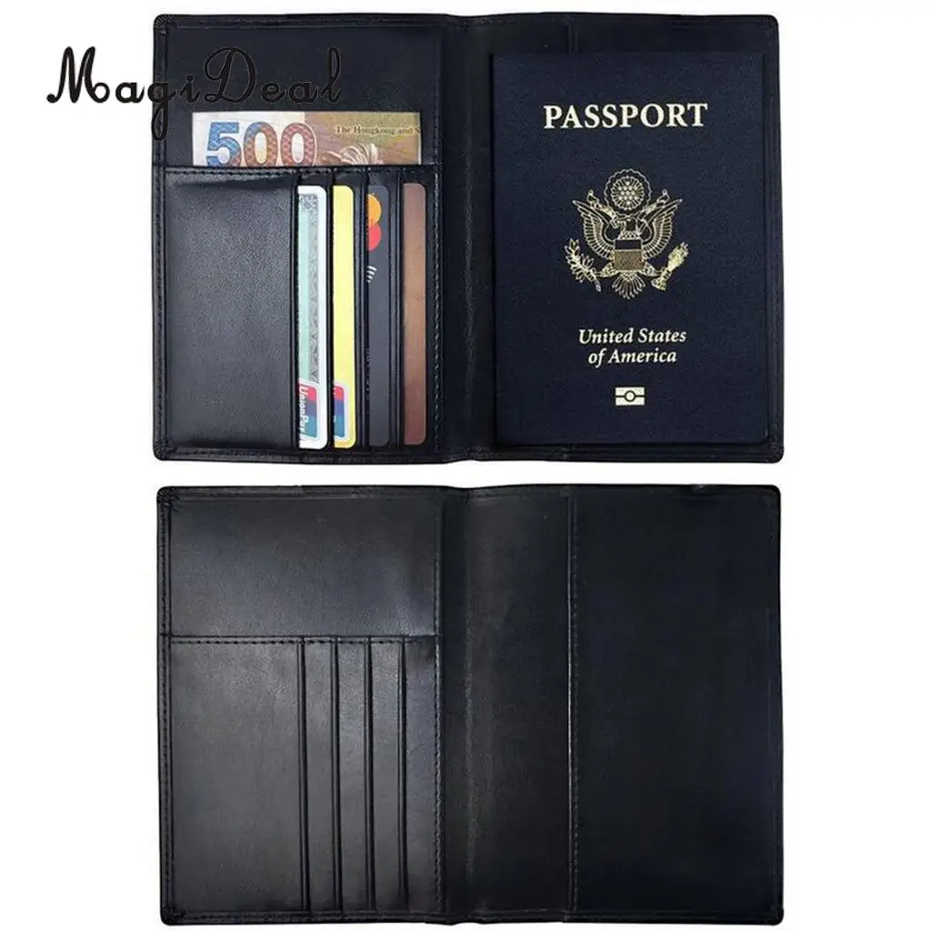 2PCS Genuine Leather Passport Holder RFID Blocking Wallet ID Credit Case Travel Accessories