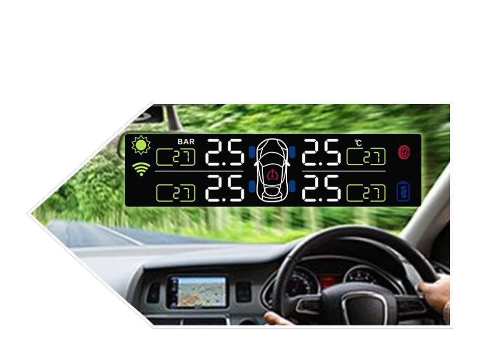 Умный внутренний автомобиль TPMS система контроля давления в шинах солнечной энергии цифровой ЖК-дисплей Авто безопасности внешний