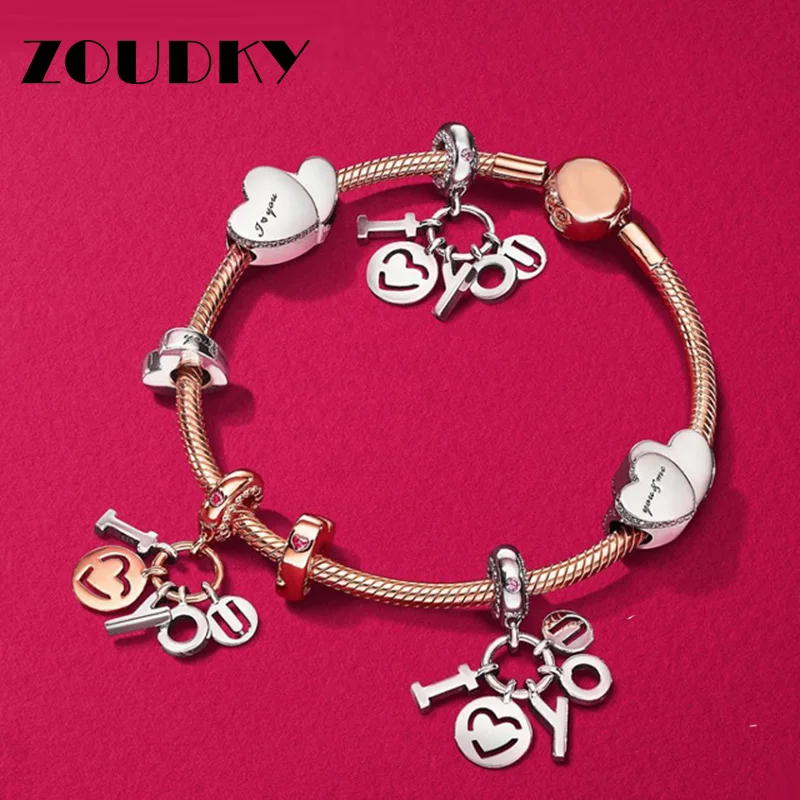 

2018 New 100% 925 Sterling Silver Love Vow Gift Fashion Beaded Finish Bracelet Set Chinese Valentine's Day Gift Charm Jewelry