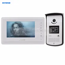 DIYSECUR 7 inch Wired Video Door Phone Doorbell Home Security Intercom System 1-In 1-Out RFID