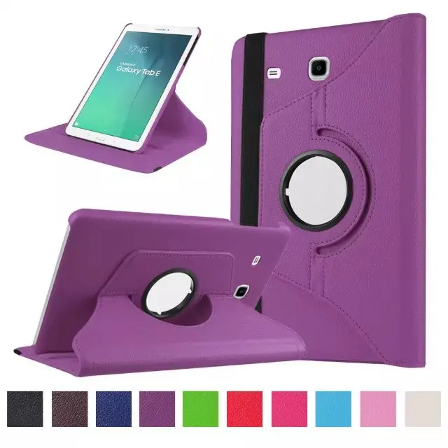 Чехол для samsung Galaxy Tab E 9,6 T560 T561 SM-T560 вращающийся на 360 умный чехол из искусственной кожи складной чехол-книжка для планшета+ ручка - Цвет: Фиолетовый