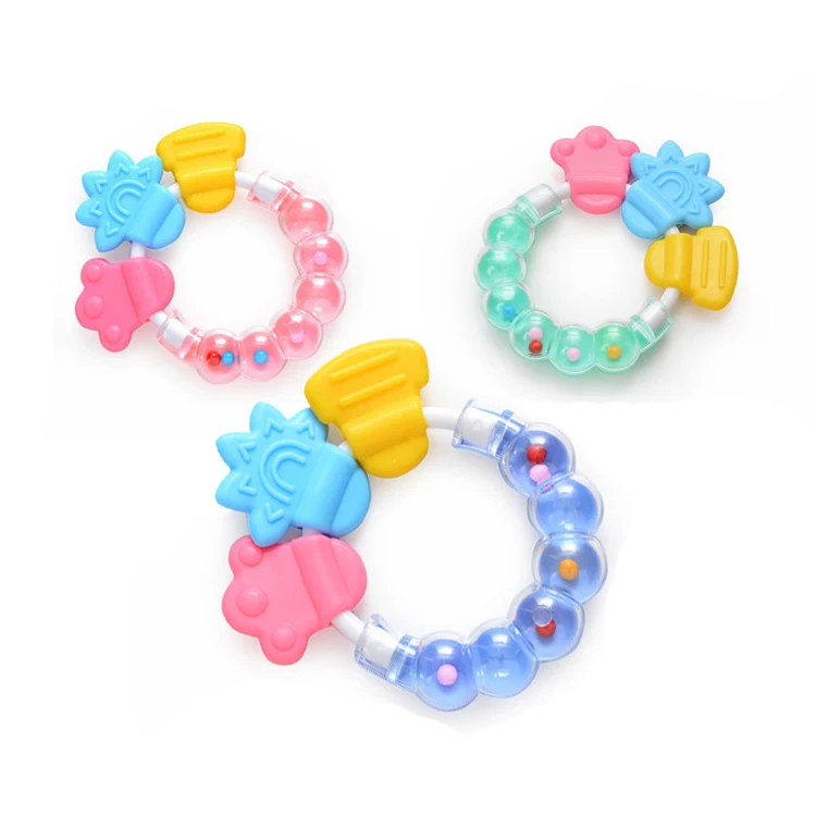 

Baby Teething Ring Teether Circle Ring shape infant Comforting Toys Safety silicone baby Rattles Biting Teethers Newborns Toys