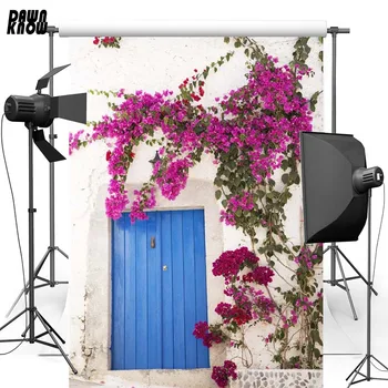 

DAWNKNOW Wood Door Flower Vinyl Photography Background For Newborn New Fabric Polyester Backdrop For Wedding Photo Studio F2579