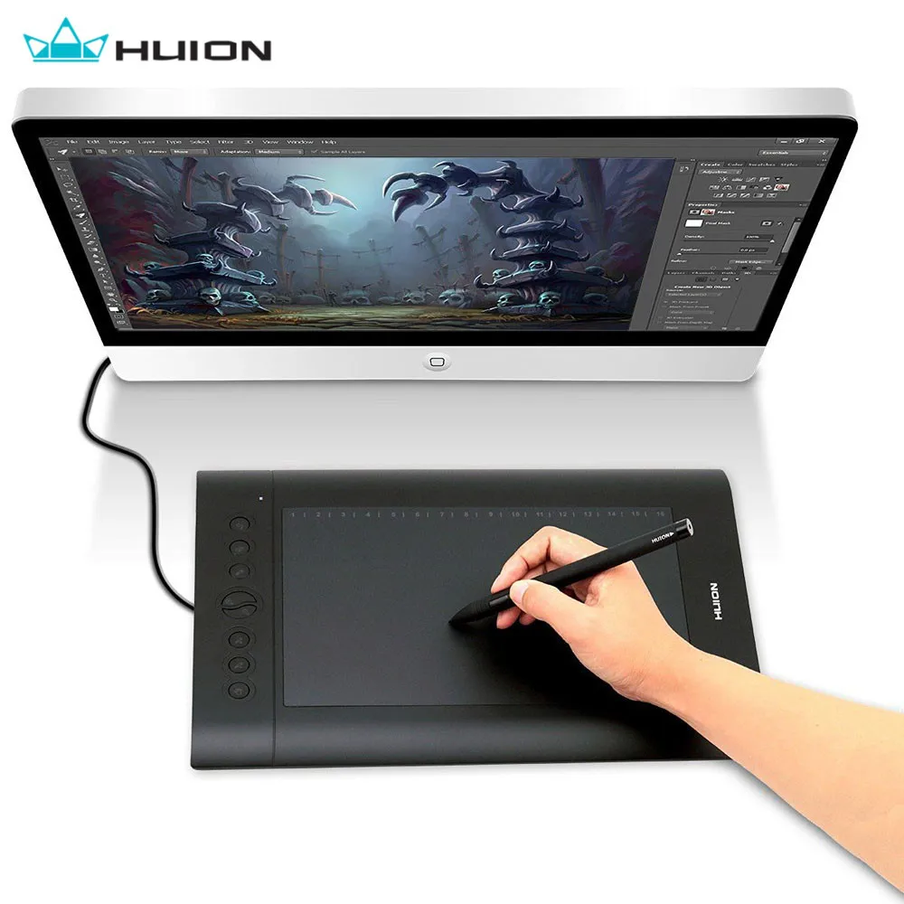 USB Huion H610 Pro Graphic Paiting Tablet Electric Drawing Board Pad+Digital Pen 