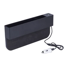 Автомобильный органайзер для сиденья, чехол из ПУ, карман для автомобильного сиденья, боковой карман, органайзер для монет, с 2 USB зарядными устройствами и 1 прикуривателем