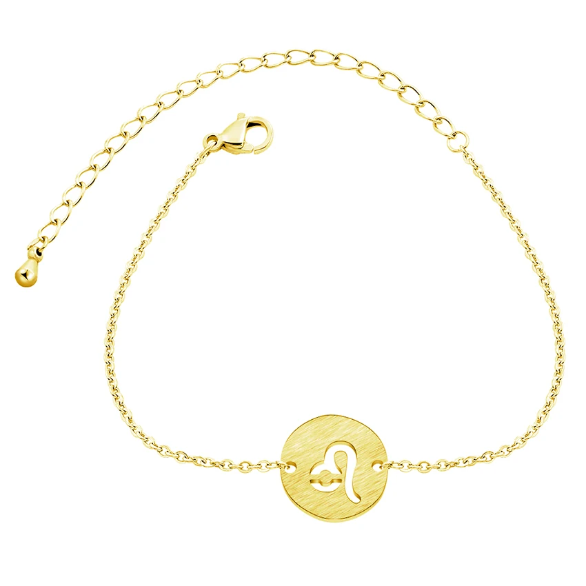 12 Созвездие кольцеобразные браслеты с брелоками для женщин знак велосипедный браслет Астрология ювелирные изделия из нержавеющей стали подарок на день рождения