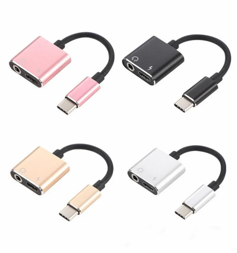 USB Type C Audio Charging Adapter 2 in 1 Type C Male to 3 5mm Headphone Charging Converter For Huawei Mate 10 Pro