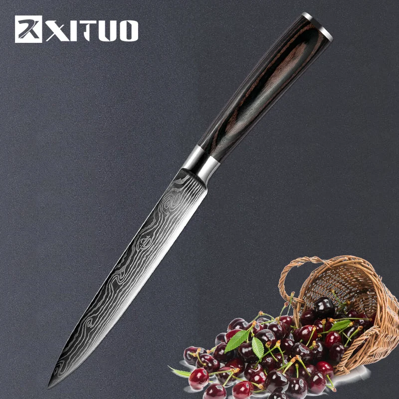 XITUO 8 ''дюймовый нож шеф-повара японский из нержавеющей стали Шлифовальный лазерный узор Ножи Профессиональный острый нож кухонный инструмент подарок