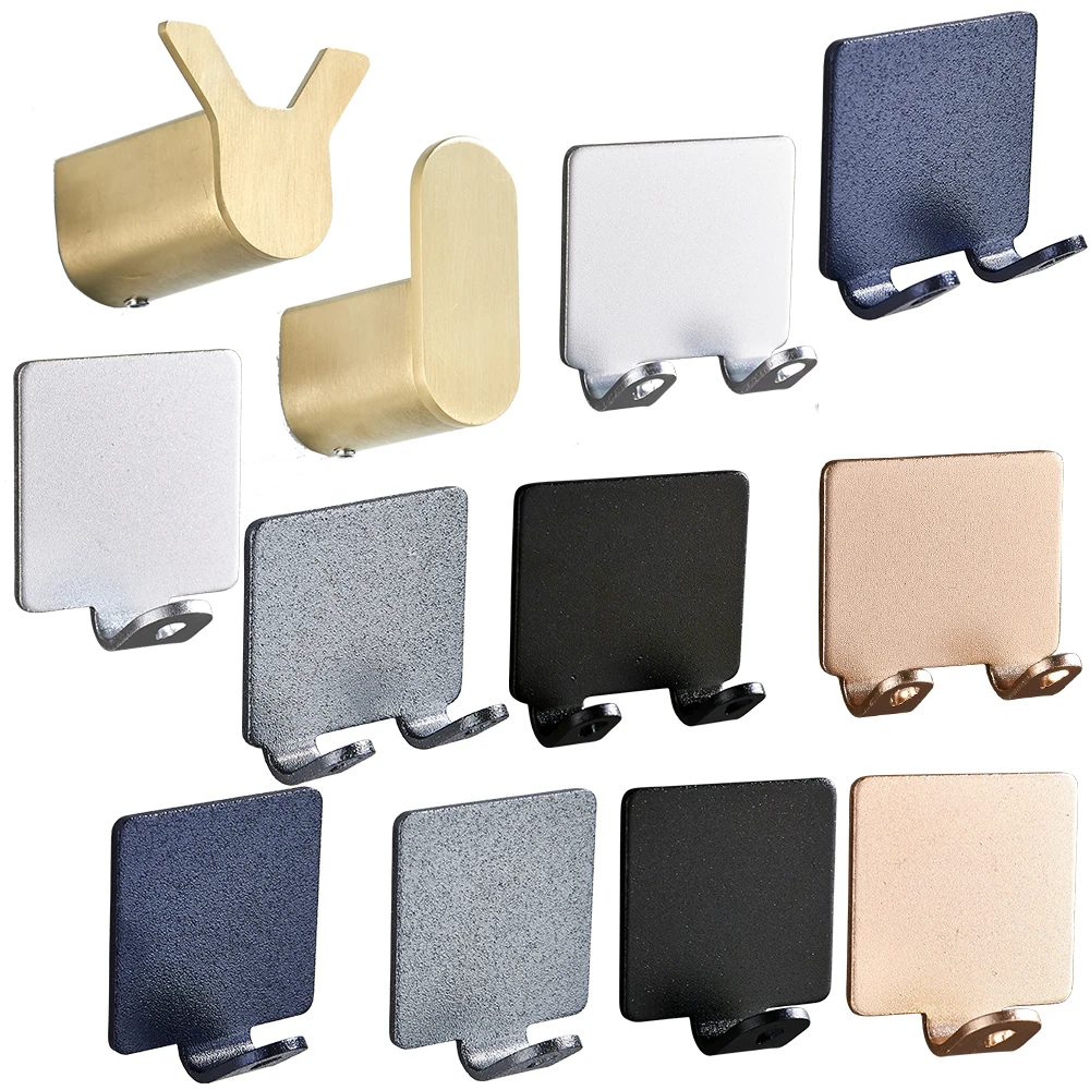 

Simplicity Wall Mounted Aluminum Finish Candy Color Clothes Hanger Towel Coat Robe Hook Decorative Bathroom Hooks Towel Racks