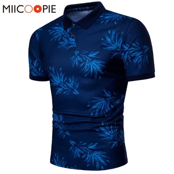 

Summer Brand Clothing Polo Shirt Solid Casual Leaf Printing Polo Homme For Men High Quality Cotton Slim Fit Tee Shirt Tops XXXL